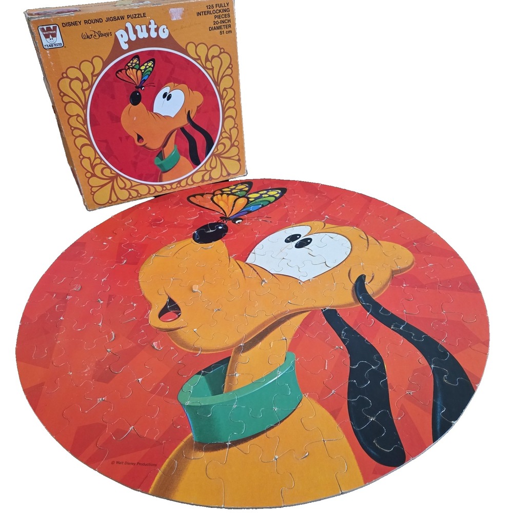 Vintage Walt Disney's Pluto Puzzle 4427  Whitman‎ 125 Pcs Round Jigsaw COMPLETE